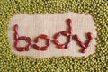 Body text made by group of beans and lentils Royalty Free Stock Photo