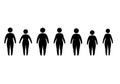 Body types in a row silhouette Royalty Free Stock Photo