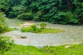 A body of water surrounded by trees Royalty Free Stock Photo