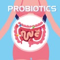 Body of woman with digestive system and capsules medicines Royalty Free Stock Photo