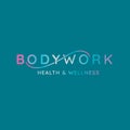 Body work vector logo. Chiropractic vector logo. Spine diagnostic sign.