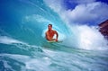 Bodyboarder Chris Gagnon Surfing in Hawaii Royalty Free Stock Photo