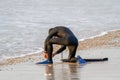 Bodyboarder gearing up to surf