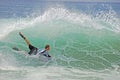 Bodyboarder in a gnarly wave at Laguna Beach, CA.