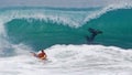 Bodyboarder riding a hugh wave at Laguna Beach, CA Royalty Free Stock Photo