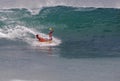 Bodyboarder riding a wave at Laguna Beach, California. Royalty Free Stock Photo