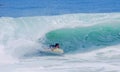 Bodyboarder in a wave at Laguna Beach, CA.