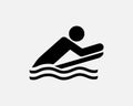 Bodyboarding Icon Body Boarding Surf Surfing Surfer Ride Wave Vector Black White Silhouette Symbol Sign Graphic Clipart Royalty Free Stock Photo