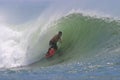 Bodyboarding Surfing a Tube Wave in Hawaii Royalty Free Stock Photo