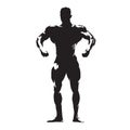 Bodybuilder with big muscles posing, isolated vector silhouette. Royalty Free Stock Photo