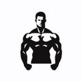 Bodybuilder black icon on white background. Bodybuilder silhouette Royalty Free Stock Photo
