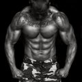 Bodybuilder black and white power and strength