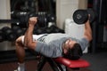 Bodybuilder doing bench press with dumbbells Royalty Free Stock Photo