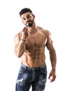 Bodybuilder doing italian hand gesture Royalty Free Stock Photo