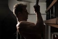 Bodybuilder Doing Pull Ups Exercises For Biceps Royalty Free Stock Photo