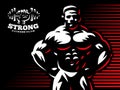 Bodybuilder emblem illustration on dark background