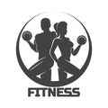 Bodybuilder Fitness Gym Woman and Man Athletic Club Logo Design Royalty Free Stock Photo