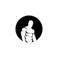 Bodybuilder Fitness Logo White Background