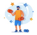 Bodybuilder flat character concept for web design. Royalty Free Stock Photo