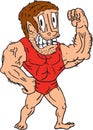 Bodybuilder Flexing Muscles Cartoon