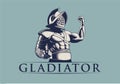 Bodybuilder in Gladiator Armor and Helmet Showing his Big Muscles Royalty Free Stock Photo