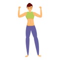 Bodybuilder gym girl icon, cartoon style Royalty Free Stock Photo