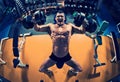 Bodybuilder in gym Royalty Free Stock Photo