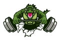 Bodybuilder Gym Mascot of Muscle Crocodile