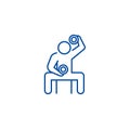 Bodybuilder holding dumbell line icon concept. Bodybuilder holding dumbell flat vector symbol, sign, outline