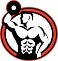Bodybuilder Lifting Dumbbell Retro Royalty Free Stock Photo