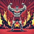 Bodybuilder man in angry mode