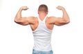 Muscular man showing his great back muscles Royalty Free Stock Photo