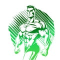 Bodybuilder muscle man, fitness posing. Colored, Isolated