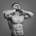 Bodybuilder neck pain Royalty Free Stock Photo