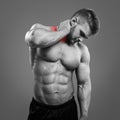 Bodybuilder neck pain Royalty Free Stock Photo