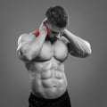 Bodybuilder neck pain Royalty Free Stock Photo