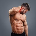 Bodybuilder neck pain Royalty Free Stock Photo