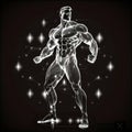 Bodybuilder with perfect body polygonal geometric crystal silhouette