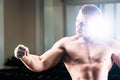 Bodybuilder posing in Gym Royalty Free Stock Photo