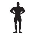 Bodybuilder posing, isolated vector silhouette Royalty Free Stock Photo