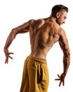 Bodybuilder Posing. Muscles of the back and arms. Royalty Free Stock Photo