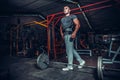 Bodybuilder preparing for deadlift of barbell Royalty Free Stock Photo