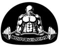 Bodybuilder presses barbell vector illustration