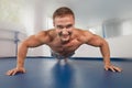 Bodybuilder pushing up Royalty Free Stock Photo