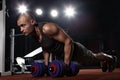 Bodybuilder pushing up Royalty Free Stock Photo