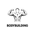 Bodybuilder`s Silhouette. Gym logo. Fitness emblem. Bodybuilder lettering. Sportsman. Vector.