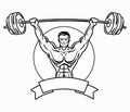 Bodybuilder with a sporty physique. A man with muscular muscles. Black and white athlete logo. Sports emblem. Master of Royalty Free Stock Photo