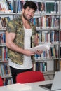 Bodybuilder Student Studying at College Royalty Free Stock Photo