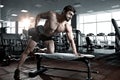 Bodybuilder training back with dumbbell in the gym Royalty Free Stock Photo