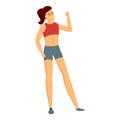 Bodybuilder training woman icon, cartoon style